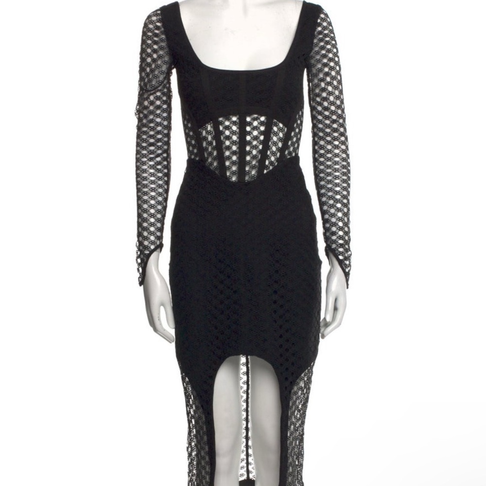 Dion Lee Black Bodycon Long Sleeve Dress